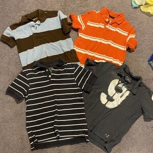 Kids Striped Polo Shirt Set - Blue, Orange, Black
